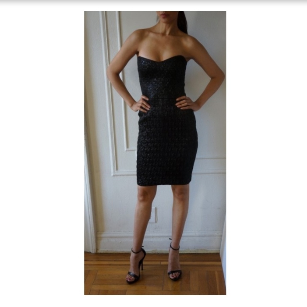 ❤️NICOLE MILLER Black Brocade Strapless Dress - Picture 8 of 13